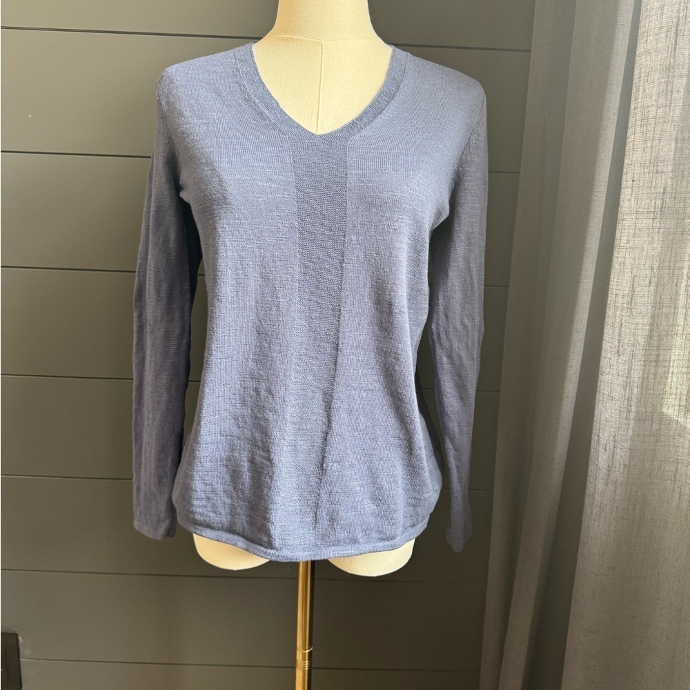 J. Jill Heather V-neck Blue Purple Long sleeve Knit Top Normcore, Layering